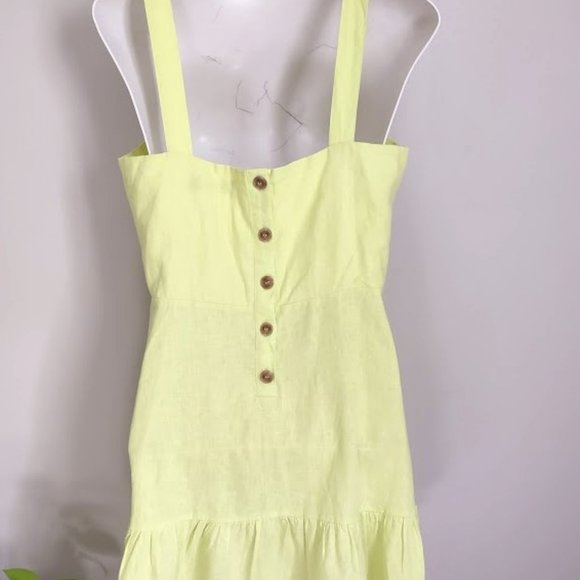 New York & Company Citron Linen Blend Dress Size Large NWT - Picture 6 of 9